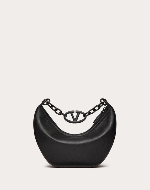 Red Valentino HOBO PICCOLA VLOGO MOON BAG IN VITELLO GRANATO CON CATENA