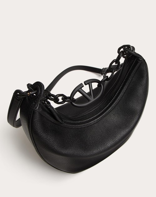 Red Valentino HOBO PICCOLA VLOGO MOON BAG IN VITELLO GRANATO CON CATENA