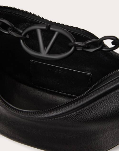 Red Valentino HOBO PICCOLA VLOGO MOON BAG IN VITELLO GRANATO CON CATENA