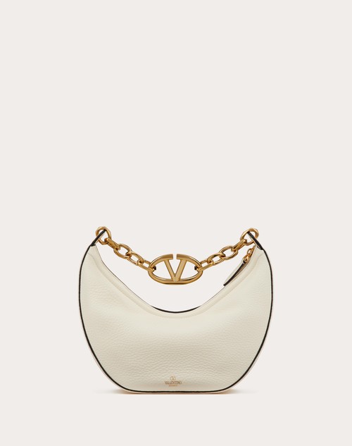 Red Valentino HOBO PICCOLA VLOGO MOON BAG IN VITELLO GRANATO CON CATENA