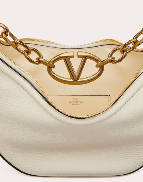 Red Valentino HOBO PICCOLA VLOGO MOON BAG IN VITELLO GRANATO CON CATENA