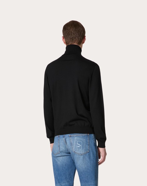 Red Valentino MAGLIONE COLLO ALTO IN LANA CON RICAMO VLOGO SIGNATURE