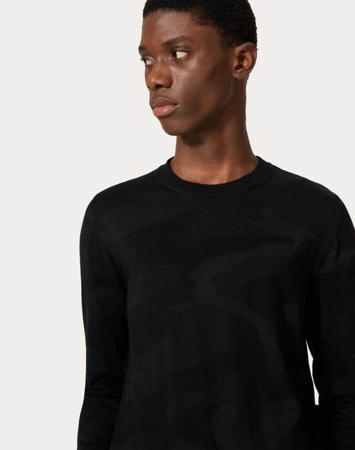 Red Valentino MAGLIONE GIROCOLLO IN LANA CON MOTIVO CAMOUNOIR