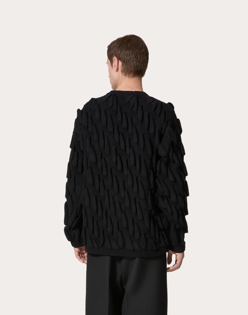 Red Valentino MAGLIONE GIROCOLLO IN LANA CON RICAMI ONDE ALL OVER