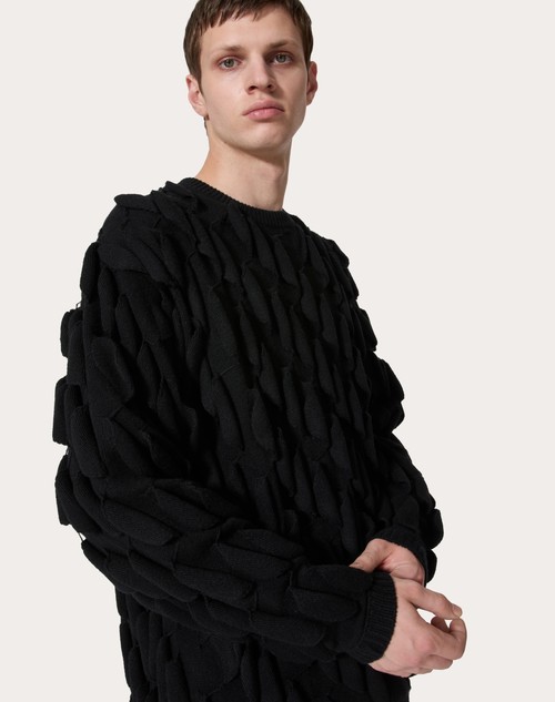 Red Valentino MAGLIONE GIROCOLLO IN LANA CON RICAMI ONDE ALL OVER