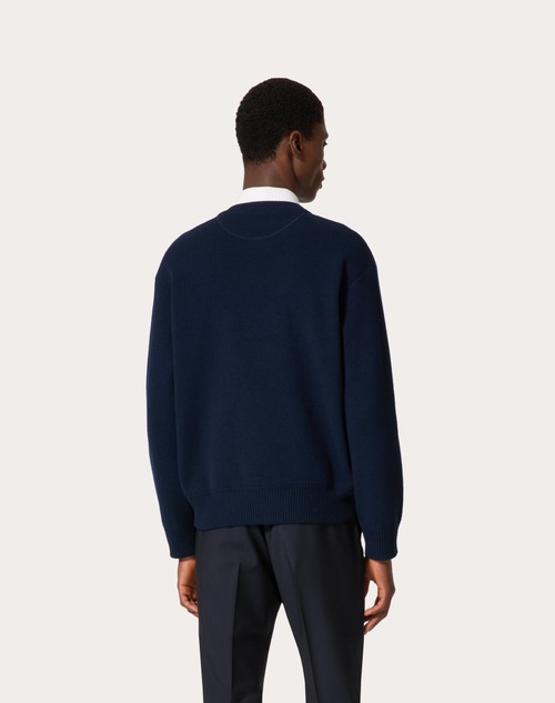 Red Valentino MAGLIONE GIROCOLLO IN LANA CON RICAMO VALENTINO