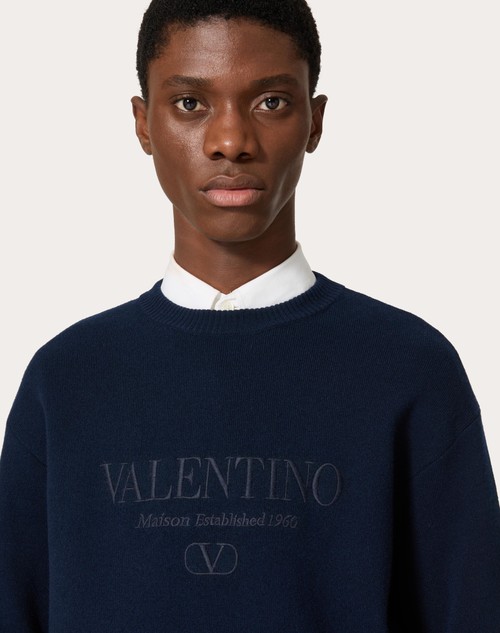 Red Valentino MAGLIONE GIROCOLLO IN LANA CON RICAMO VALENTINO