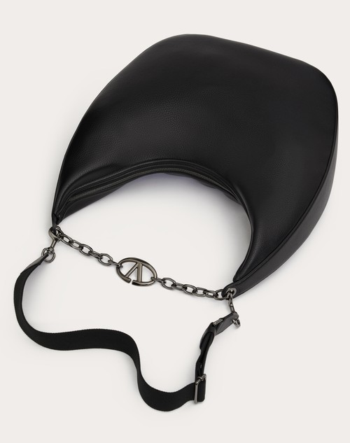 Red Valentino MAXI HOBO VLOGO MOON BAG IN VITELLO GRANATO CON CATENA