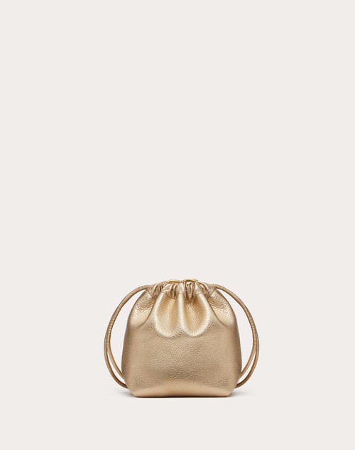 Red Valentino MINI BORSA A SACCHETTO VLOGO POUF IN PELLE METALLIZZATA