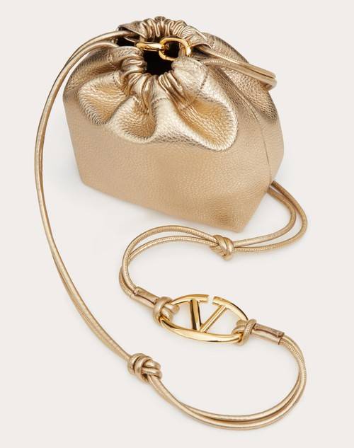 Red Valentino MINI BORSA A SACCHETTO VLOGO POUF IN PELLE METALLIZZATA