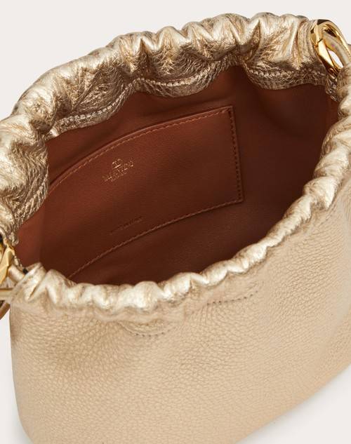 Red Valentino MINI BORSA A SACCHETTO VLOGO POUF IN PELLE METALLIZZATA