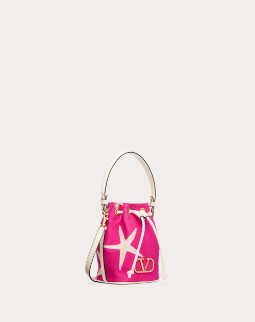 Red Valentino MINI BORSA A SECCHIELLO VALENTINO GARAVANI ESCAPE IN CANVAS CON STAMPA STARFISH