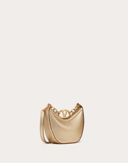 Red Valentino MINI HOBO VLOGO MOON BAG IN VITELLO GRANATO METALLIZZATO CON CATENA