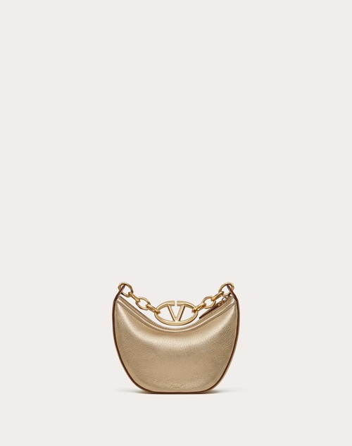 Red Valentino MINI HOBO VLOGO MOON BAG IN VITELLO GRANATO METALLIZZATO CON CATENA