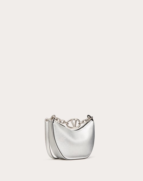 Red Valentino MINI HOBO VLOGO MOON BAG IN VITELLO GRANATO METALLIZZATO CON CATENA