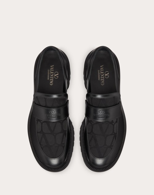 Red Valentino MOCASSINO IN TESSUTO TECNICO TOILE ICONOGRAPHE E VITELLO