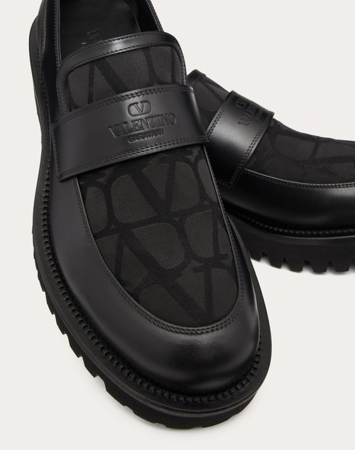 Red Valentino MOCASSINO IN TESSUTO TECNICO TOILE ICONOGRAPHE E VITELLO