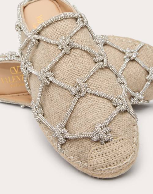 Red Valentino MULE VALENTINO GARAVANI RESORT IN LINO CON RETE DI CRISTALLI 15MM