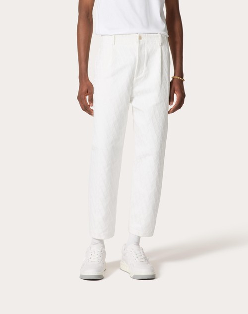 Red Valentino PANTALONE IN CANVAS DI COTONE CON MOTIVO TOILE ICONOGRAPHE