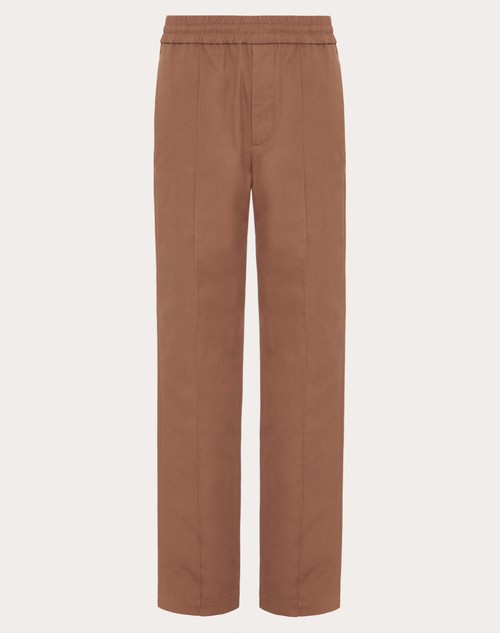 Red Valentino PANTALONE IN CANVAS DI COTONE STRETCH CON V DETAIL GOMMATA