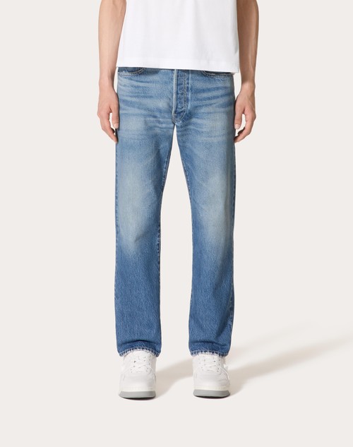 Red Valentino PANTALONE IN DENIM CON V DETAIL METALLICA