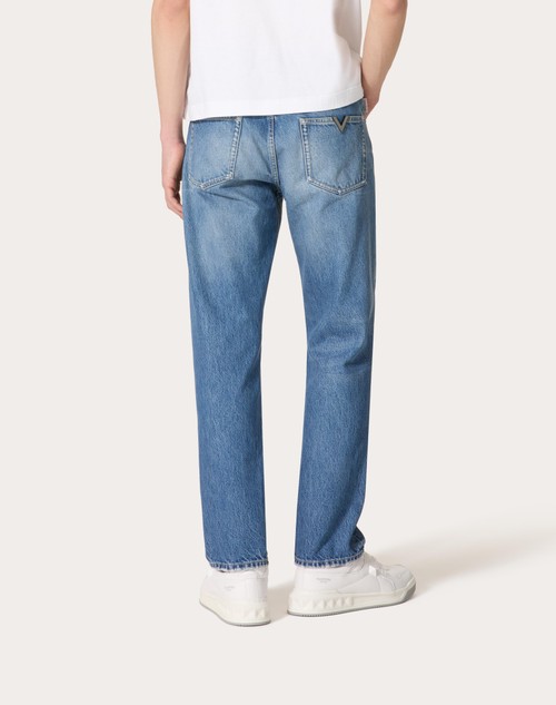 Red Valentino PANTALONE IN DENIM CON V DETAIL METALLICA