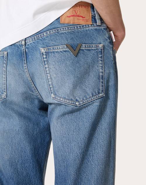 Red Valentino PANTALONE IN DENIM CON V DETAIL METALLICA