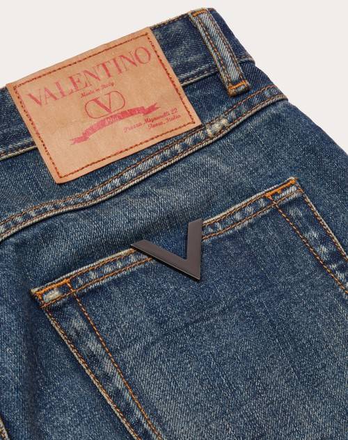 Red Valentino PANTALONE IN DENIM CON V DETAIL METALLICA