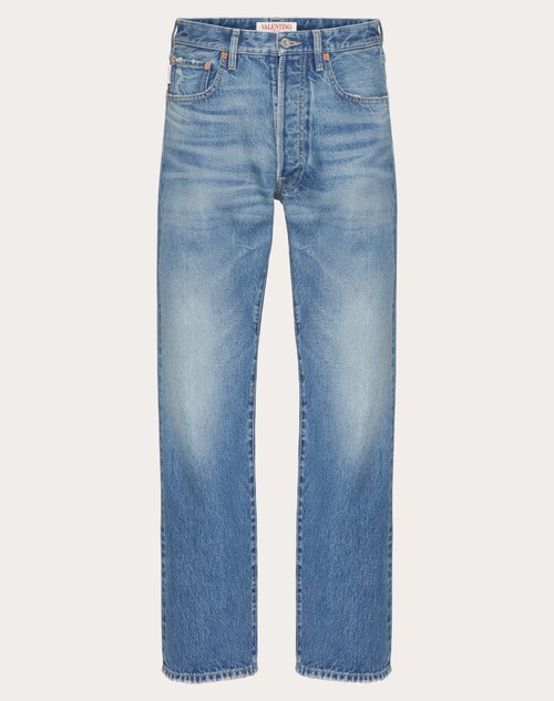 Red Valentino PANTALONE IN DENIM CON V DETAIL METALLICA