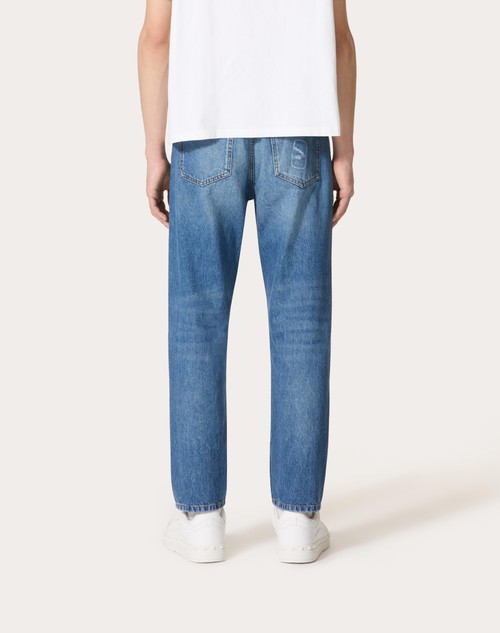 Red Valentino PANTALONE IN DENIM CON VLOGO SIGNATURE IMPRESSO