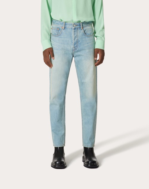 Red Valentino PANTALONE IN DENIM CON VLOGO SIGNATURE IMPRESSO