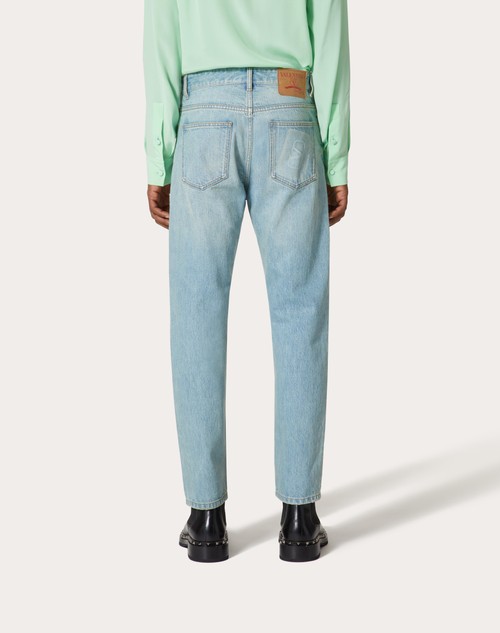 Red Valentino PANTALONE IN DENIM CON VLOGO SIGNATURE IMPRESSO