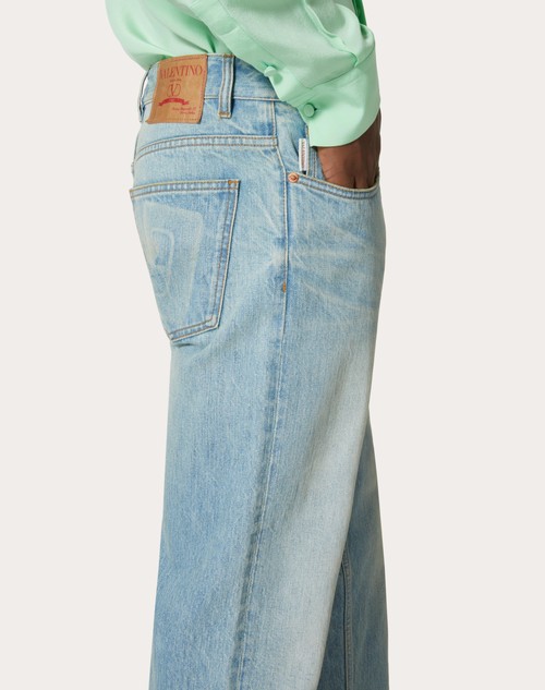 Red Valentino PANTALONE IN DENIM CON VLOGO SIGNATURE IMPRESSO
