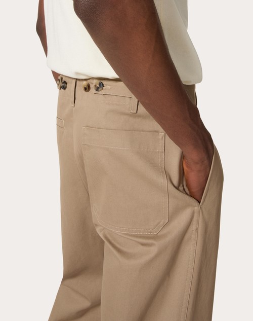 Red Valentino PANTALONE IN GABARDINA DI COTONE CON ETICHETTA MAISON VALENTINO