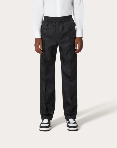 Red Valentino PANTALONE IN NYLON CON MOTIVO TOILE ICONOGRAPHE