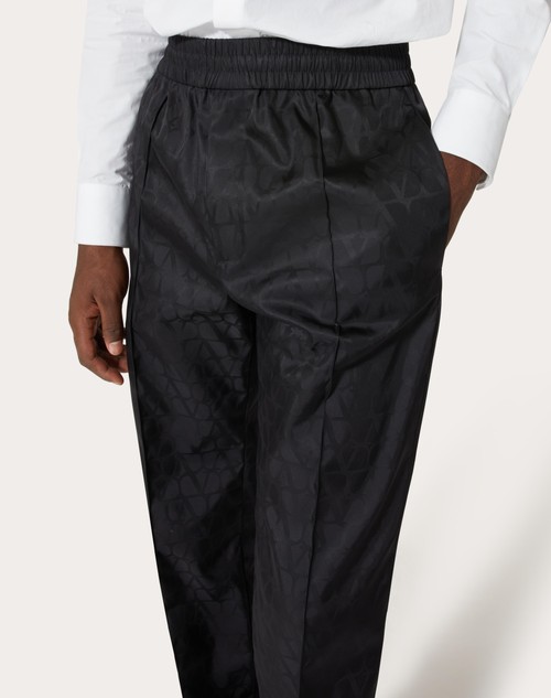 Red Valentino PANTALONE IN NYLON CON MOTIVO TOILE ICONOGRAPHE