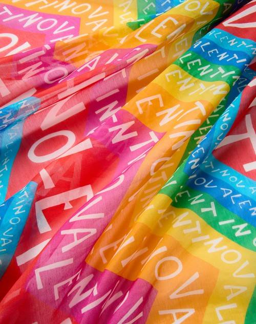 Red Valentino PAREO CON POCHON ESCAPE IN COTONE E SETA