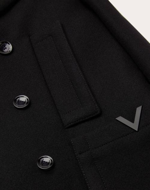 Red Valentino PEACOAT IN PANNO DI LANA TECNICA CON V DETAIL GOMMATE