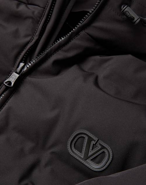 Red Valentino PIUMINO IN NYLON OPACO CON CAPPUCCIO E PATCH VLOGO SIGNATURE