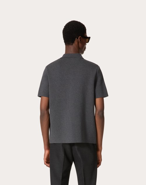 Red Valentino POLO IN COTONE STRETCH CON V DETAIL METALLICA