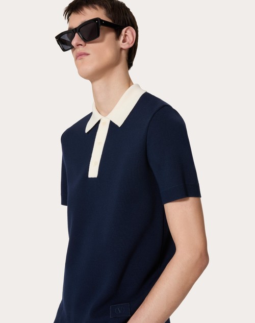 Red Valentino POLO IN LANA CON RICAMO VLOGO SIGNATURE