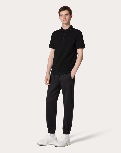 Red Valentino POLO IN PIQUET DI COTONE CON BORCHIE BLACK UNTITLED