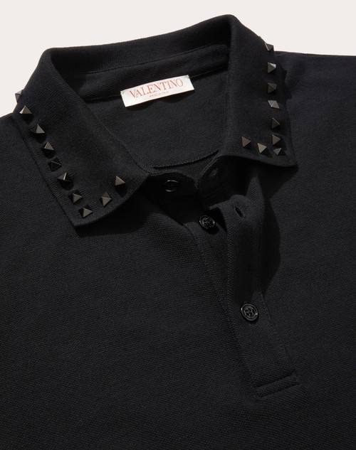 Red Valentino POLO IN PIQUET DI COTONE CON BORCHIE BLACK UNTITLED