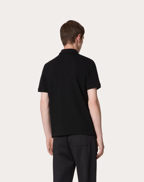 Red Valentino POLO IN PIQUET DI COTONE CON BORCHIE BLACK UNTITLED