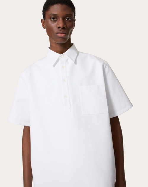 Red Valentino POLO IN POPELINE DI COTONE ACCOPPIATA CON COTONE