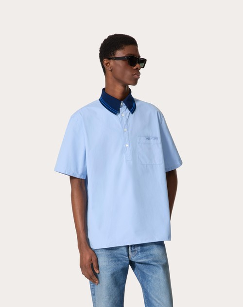 Red Valentino POLO IN POPELINE DI COTONE CON RICAMO VALENTINO