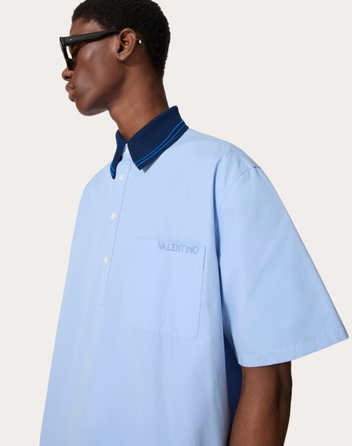 Red Valentino POLO IN POPELINE DI COTONE CON RICAMO VALENTINO