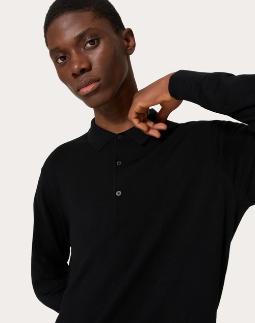 Red Valentino POLO MANICA LUNGA IN LANA CON RICAMO VLOGO SIGNATURE