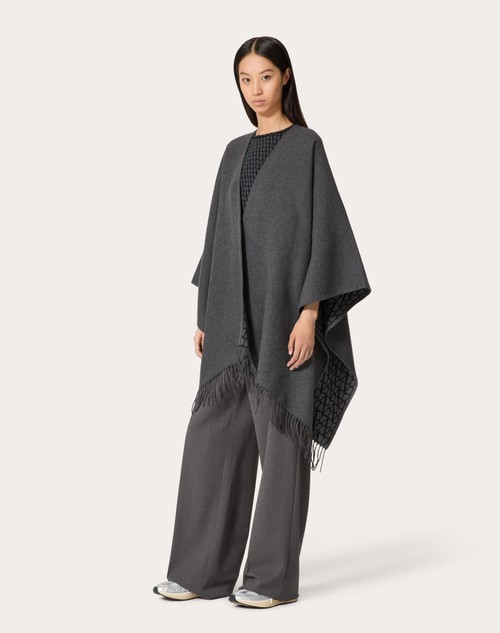 Red Valentino PONCHO DOUBLE TOILE ICONOGRAPHE IN LANA, SETA E CACHEMIRE