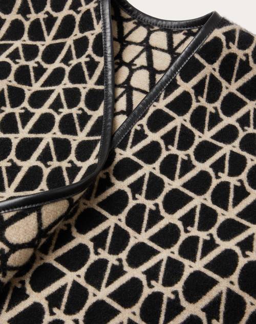 Red Valentino PONCHO TOILE ICONOGRAPHE IN LANA, CASHMERE E PELLE